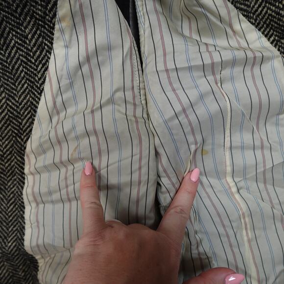 Vintage Vest Mens Small Tweed Wool Herringbone Waistcoat Black - Picture 12 of 13